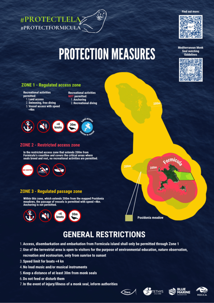 Flyer about protection measures around Formicula island by the Ionian Dolphin Project